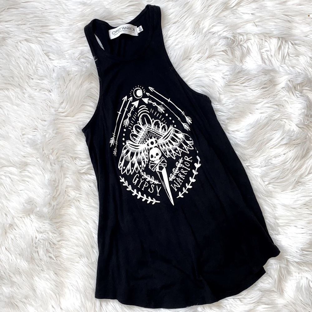 Gypsy Warrior ⢠Printed High Neck Racerback Skull Graphic Tank